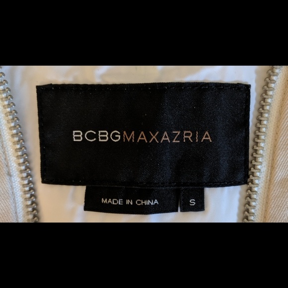 BCBGMaxAzria White & Tan Nylon Zip Up Jacket - Picture 2 of 5